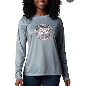 Columbia PFG Omni Shade Vrouwen Tidal Shirt Womens L Floral Logo Performance UPF
